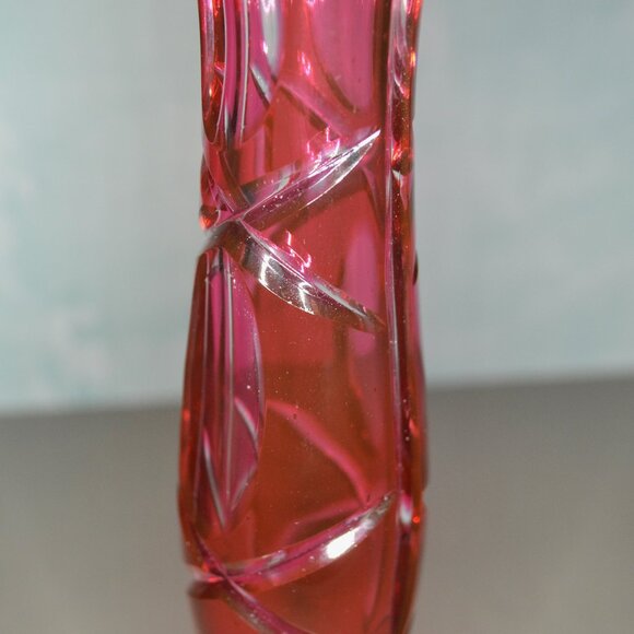 Flashed Red Art Glass Vase Decorative Stem Flowers And Room Decor - Picture 5 of 5